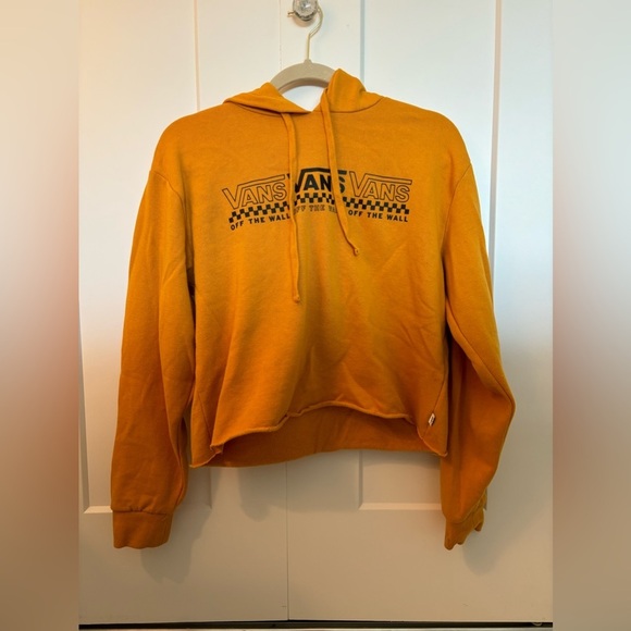 Vans Tops - Vans Women’s Yellow Gold Logo Cutoff Cropped Hoodie Sweatshirt Size S
